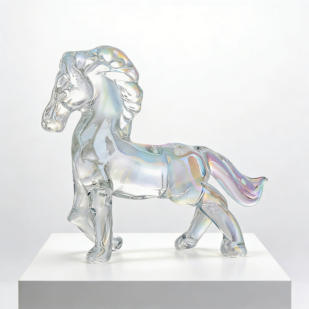 Handcrafted Crystal Glass Horse Ornament – Capturing Movement, Spirit, and Balance | Zen Ara Grove
