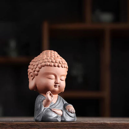 Mini Zen Buddha Statue – Purple Clay Ceramic in Meditative Pose for Inner Peace | Zen Ara Grove
