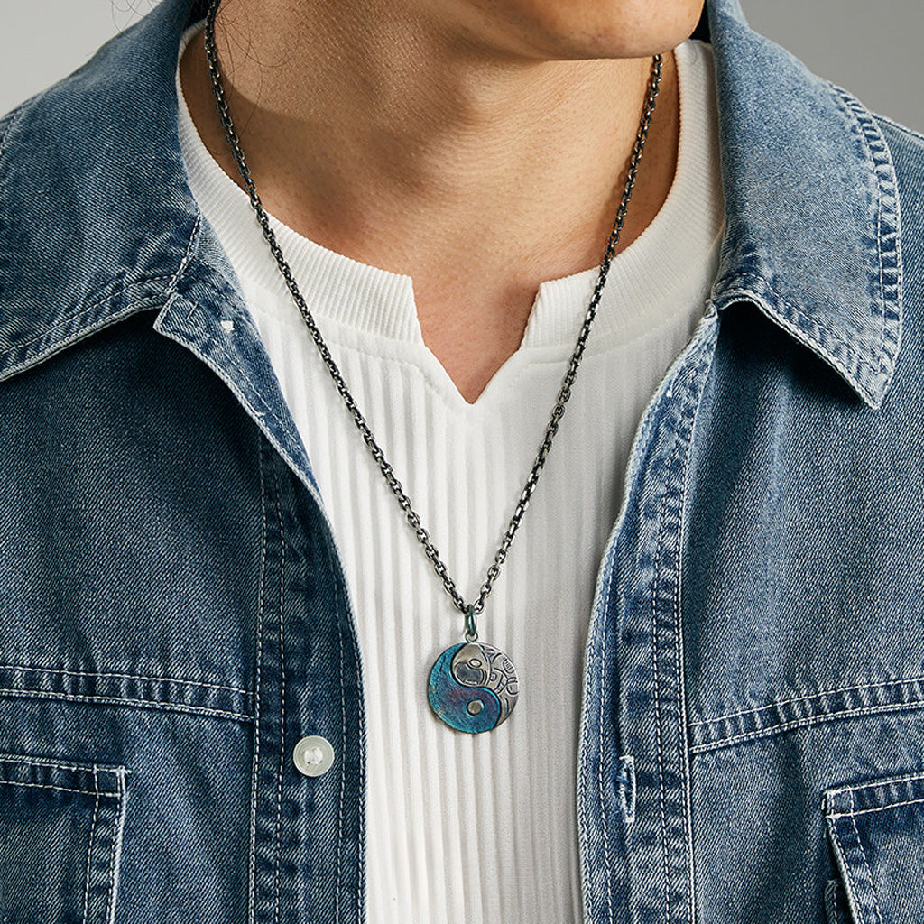 Custom 99 Silver Yin‑Yang Galaxy Pendant – Personalized Necklace of Courage & Infinity | Zen Ara Grove