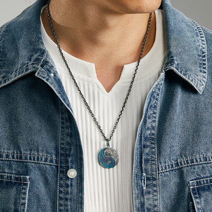 Custom 99 Silver Yin‑Yang Galaxy Pendant – Personalized Necklace of Courage & Infinity | Zen Ara Grove
