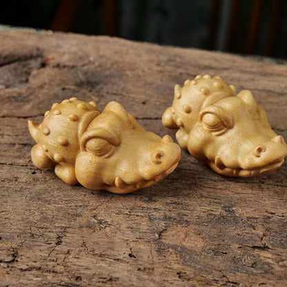 Hand-Carved Wooden Crocodile Figurine – Crafted Charm and Natural Warmth | Zen Ara Grove