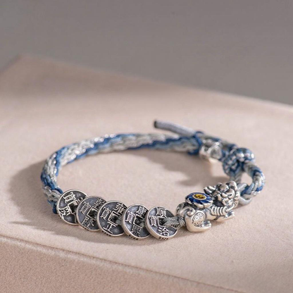 Pixiu & Five Emperor Coins Bracelet – Wealth & Protection | Zen Ara Grove