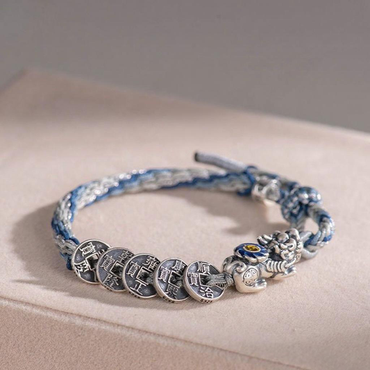 Pixiu & Five Emperor Coins Bracelet – Wealth & Protection | Zen Ara Grove