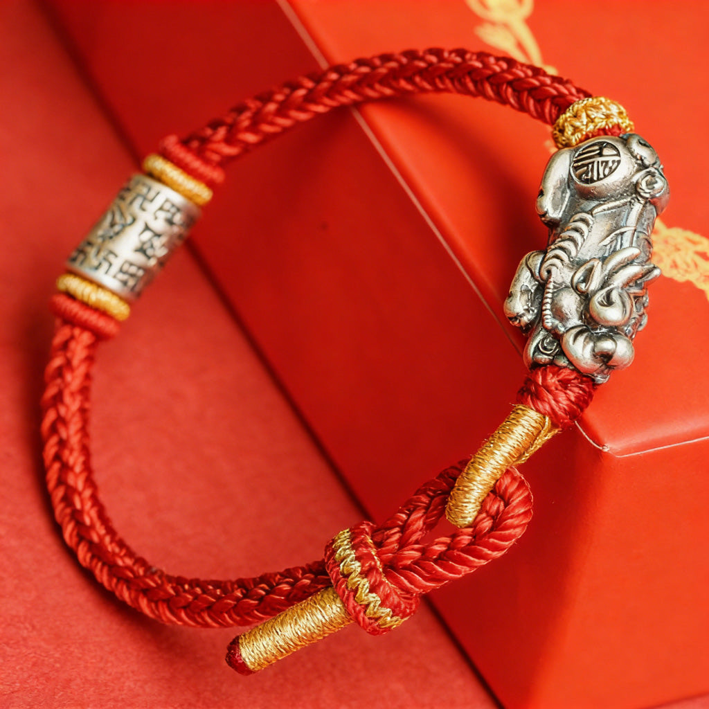S925 Pixiu Red Rope Bracelet — Meaning of Prosperity | Zen Ara Grove