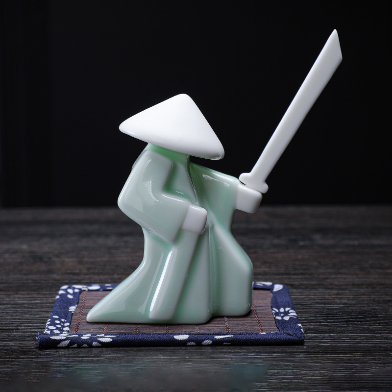 Kung Fu Zen Ceramic Incense Holder – Martial Artist Duel Figurine | Zen Ara Grove