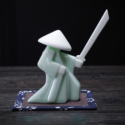 Kung Fu Zen Ceramic Incense Holder – Martial Artist Duel Figurine | Zen Ara Grove