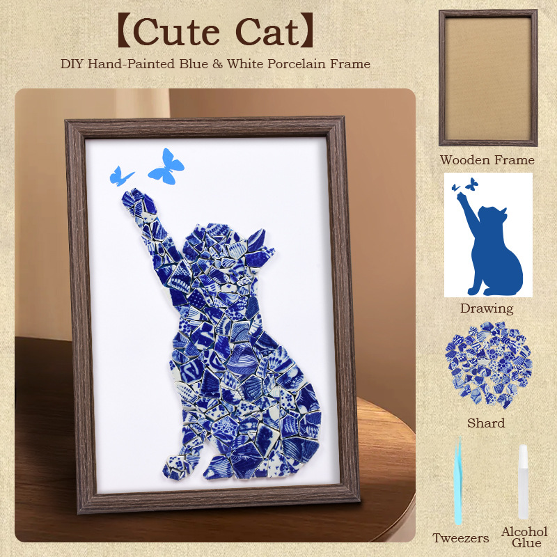 Handmade DIY Blue and White Porcelain Mosaic Ceramic Painting | Zen Ara Grove