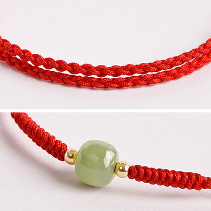 Adjustable Lucky Red Rope with Jade-Like Barrel Bead – A Touch of Harmony | Zen Ara Grove