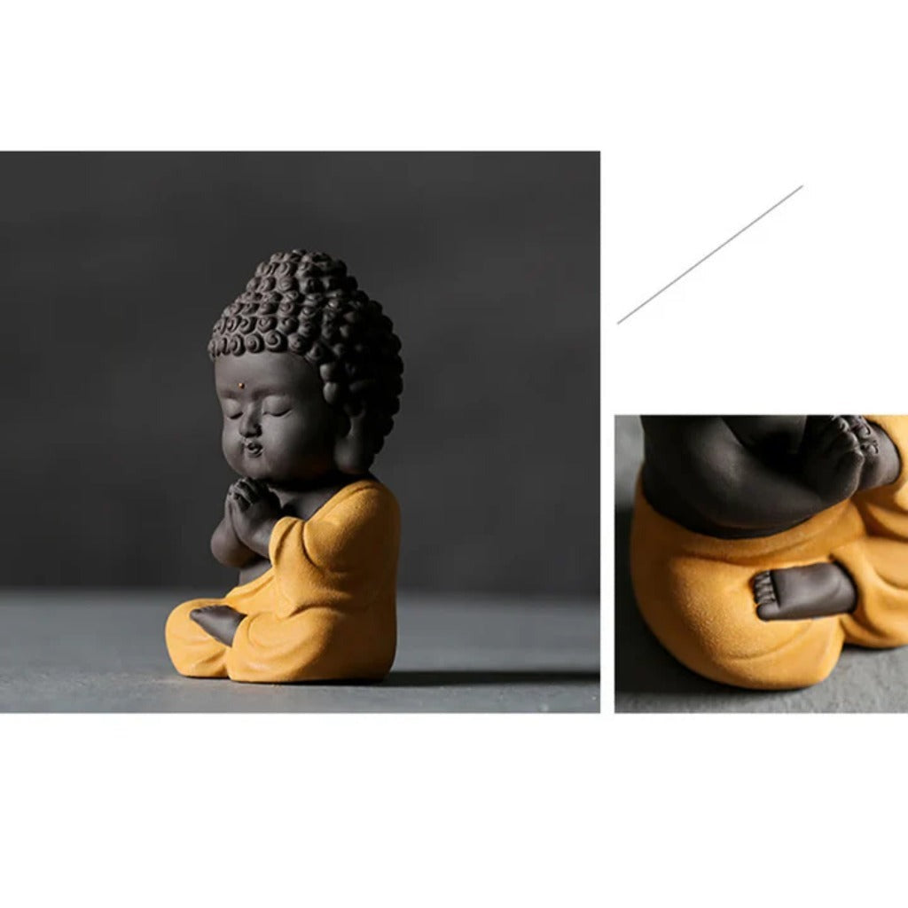 Purple Clay & Ceramic Meditating Buddha Statue – Elegant and Lifelike | Zen Ara Grove