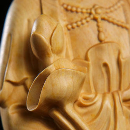 Hand‑Carved Boxwood Triple Holy Buddha Statue – Symbol of Compassion, Wisdom & Enlightenment | Zen Ara Grove