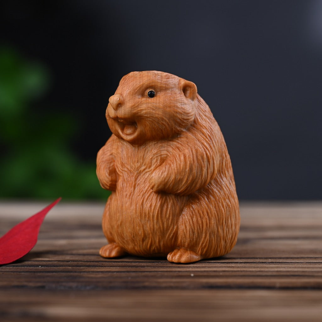 Handcrafted Marmot Desk Ornament – Premium Golden Sandalwood & Juniper Blend | Zen Ara Grove