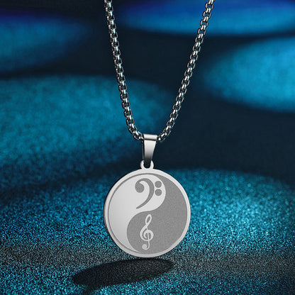 Yin-Yang Music Pendant Necklace – Treble & Bass Clef Taiji Design | Zen Ara Grove