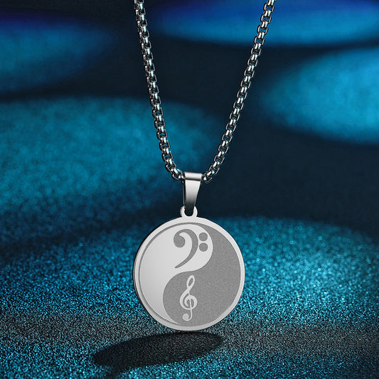 Yin-Yang Music Pendant Necklace – Treble & Bass Clef Taiji Design | Zen Ara Grove
