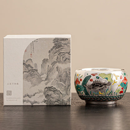999 Silver Tea Cup – Emblem of Serenity & Blessing – Fine Hammered Finish | Zen Ara Grove