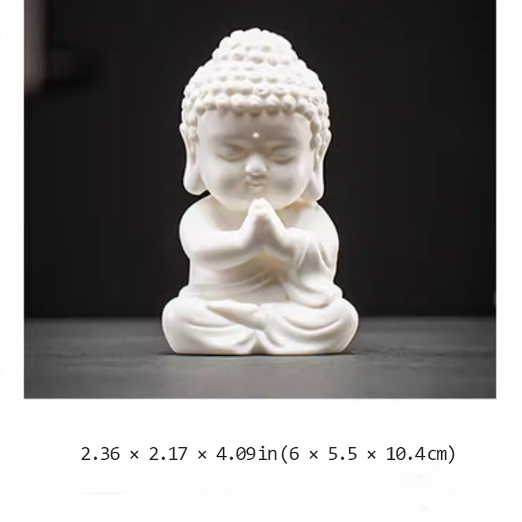Handcrafted High-Fired White Ceramic Tathagata Figurine – Elegant Zen Serenity | Zen Ara Grove