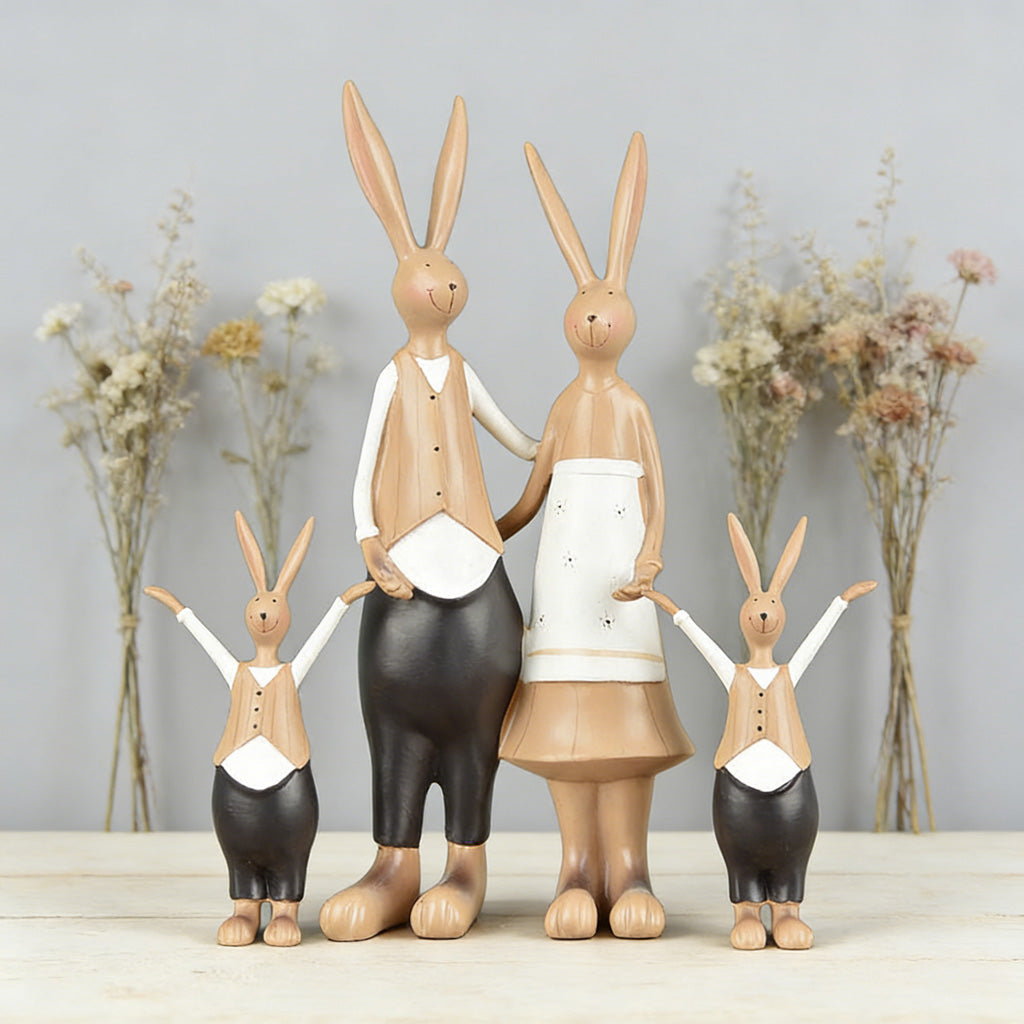 Bunny Family Figurine Set – Handcrafted Rabbits Symbolizing Love, Warmth & Togetherness | Zen Ara Grove