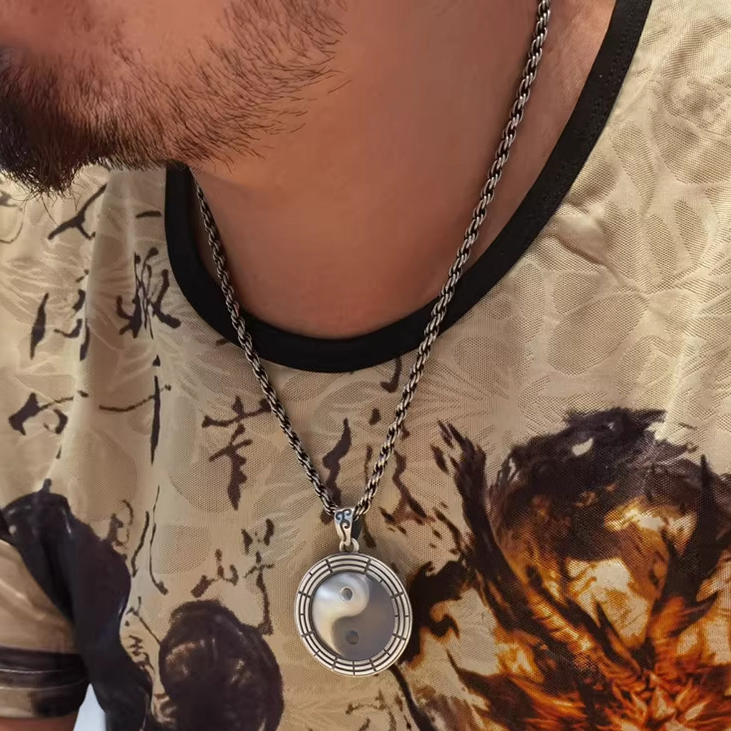 Solid 999 Fine Silver  Taiji Bagua Pendant Necklace – Symbol of Harmony and Inner Balance | Zen Ara Grove