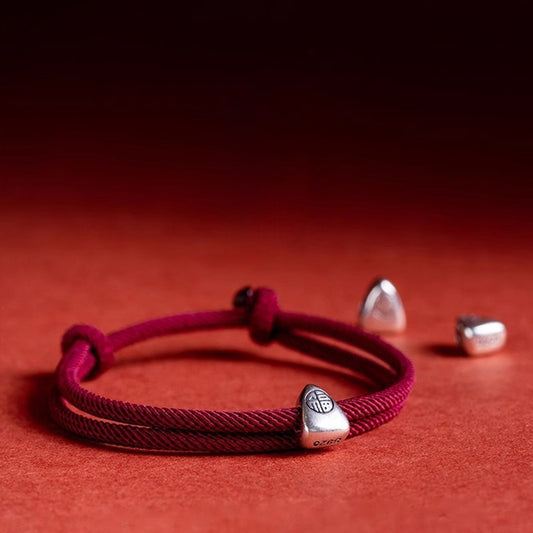 Adjustable Hand-Braided S925 Sterling Silver Fu Bracelet — Blessing & Strength