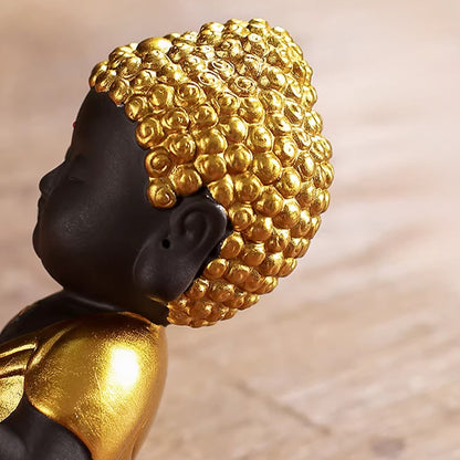 Mini Zen Buddha Statue – Handcrafted Purple Clay Ceramic with Golden Touch of Serenity | Zen Ara Grove