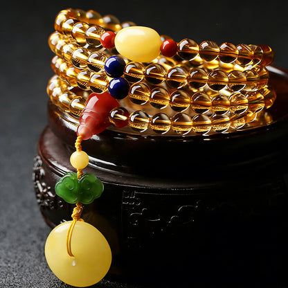 108‑Bead Citrine Pixiu Bracelet — Meaning of Fortune Protection| Zen Ara Grove
