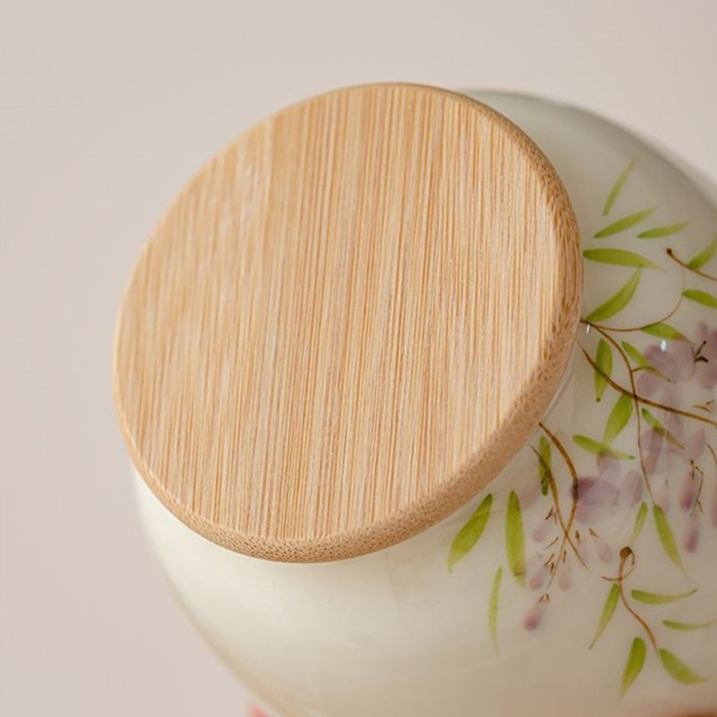 Hand-painted Ceramic Tea Canister – Airtight Storage for Loose Leaf Tea | Zen Ara Grove
