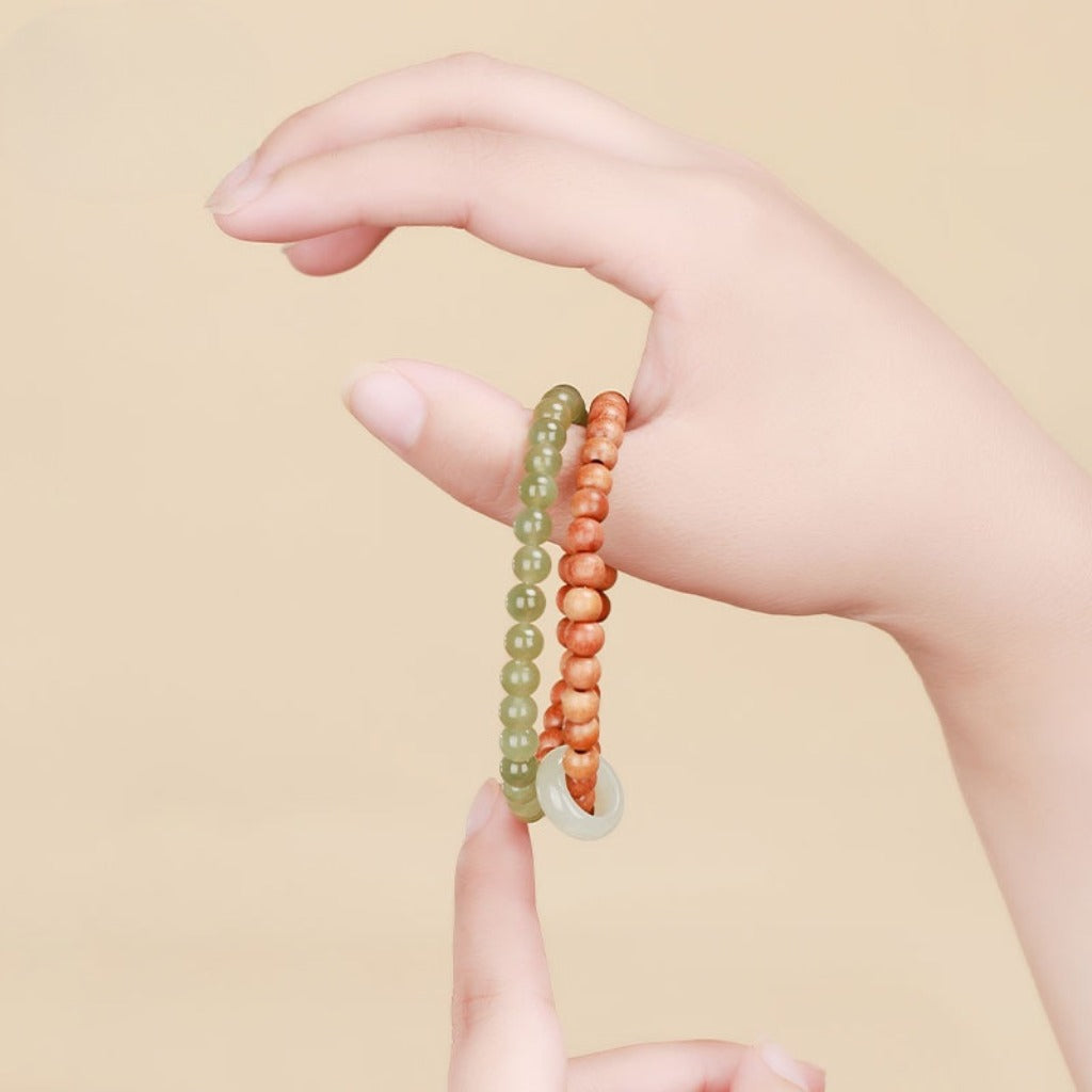 Wood & Jade Dual-Layer Mala · Bodhi Serenity