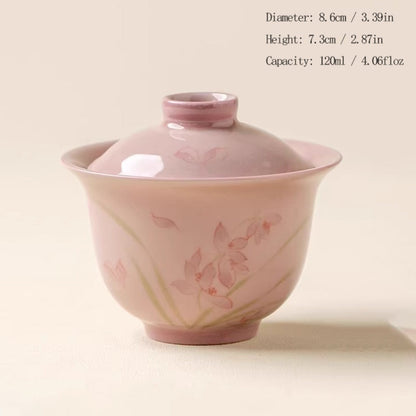 Pink Hand-Painted Magnolia Ceramic Teacup – Artistic Color Glaze Drinkware | Zen Ara Grove
