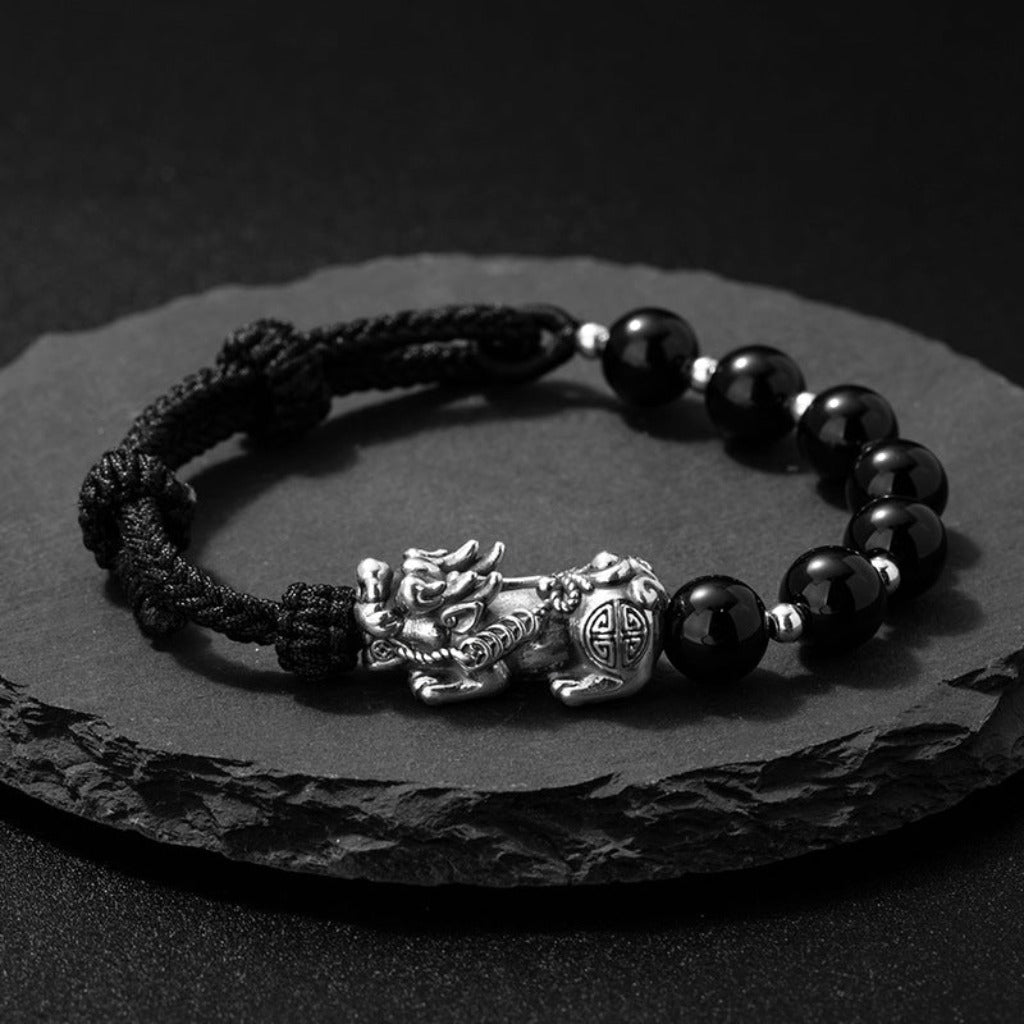 Pixiu Guardian – Silver & Black Wristwear | Zen Ara Grove