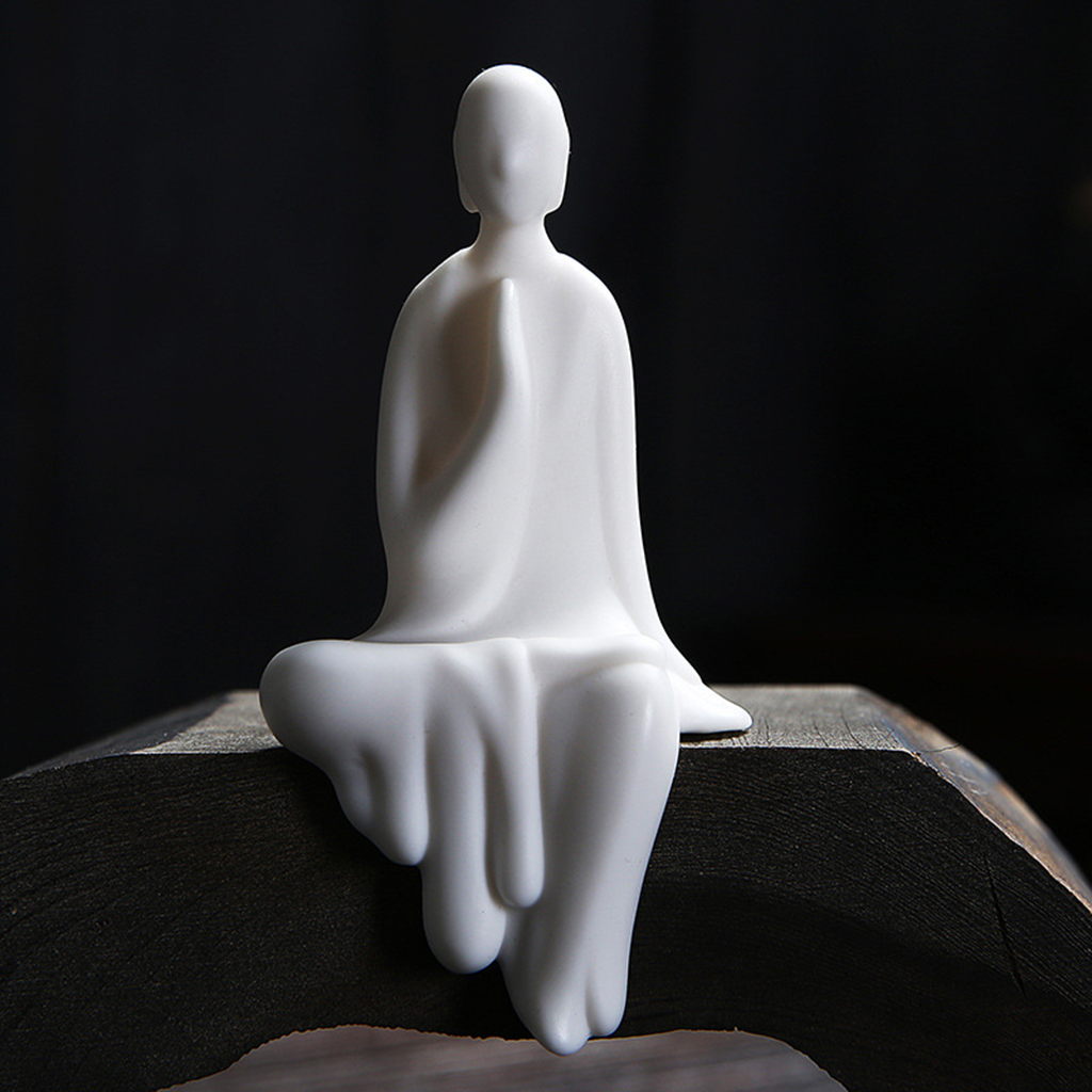 White Ceramic Formless Buddha Monk Figurine – Zen Serenity | Zen Ara Grove