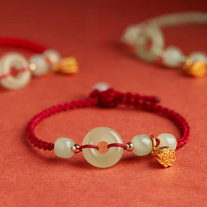 Adjustable Braided Peace Buckle Bracelet with Lotus Charm — Protection & Renewal