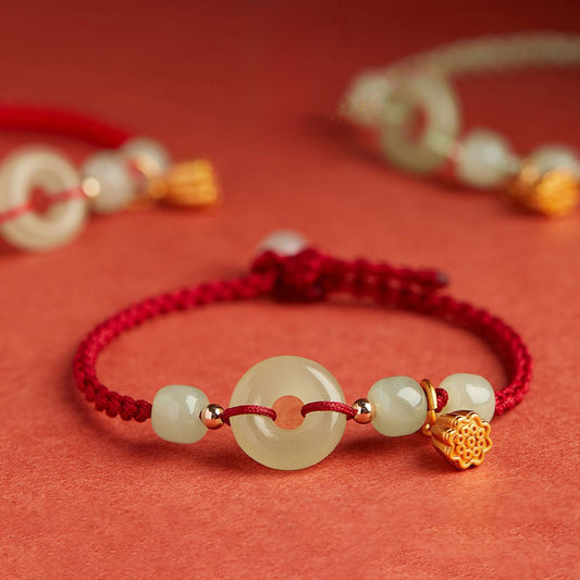 Adjustable Braided Peace Buckle Bracelet with Lotus Charm — Protection & Renewal