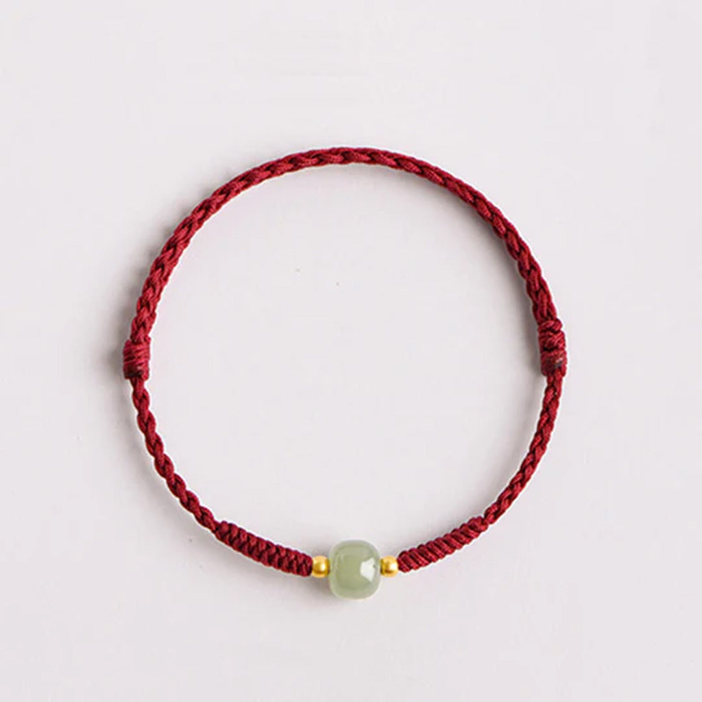 Adjustable Lucky Red Rope with Jade-Like Barrel Bead – A Touch of Harmony | Zen Ara Grove