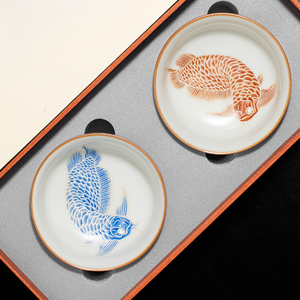 Oriental Ru Kiln Pu-er Cup – Handcrafted Porcelain with Silver Scale Glaze and Dragon Pattern | Zen Ara Grove