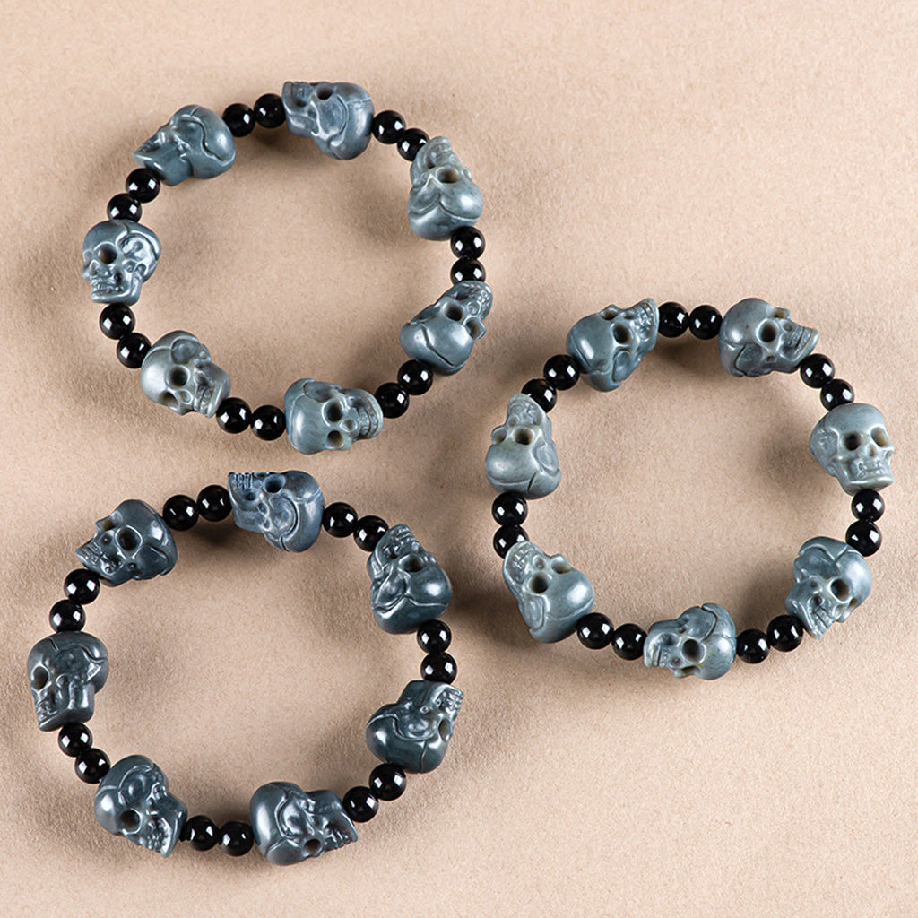 Natural Jade Skull Bead Bracelet – Symbol of Balance and Rebirth | Zen Ara Grove