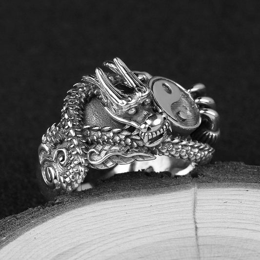 Yin-Yang Dragon Claw Open Ring – Brass, Symbol of Balance & Prosperity | Zen Ara Grove