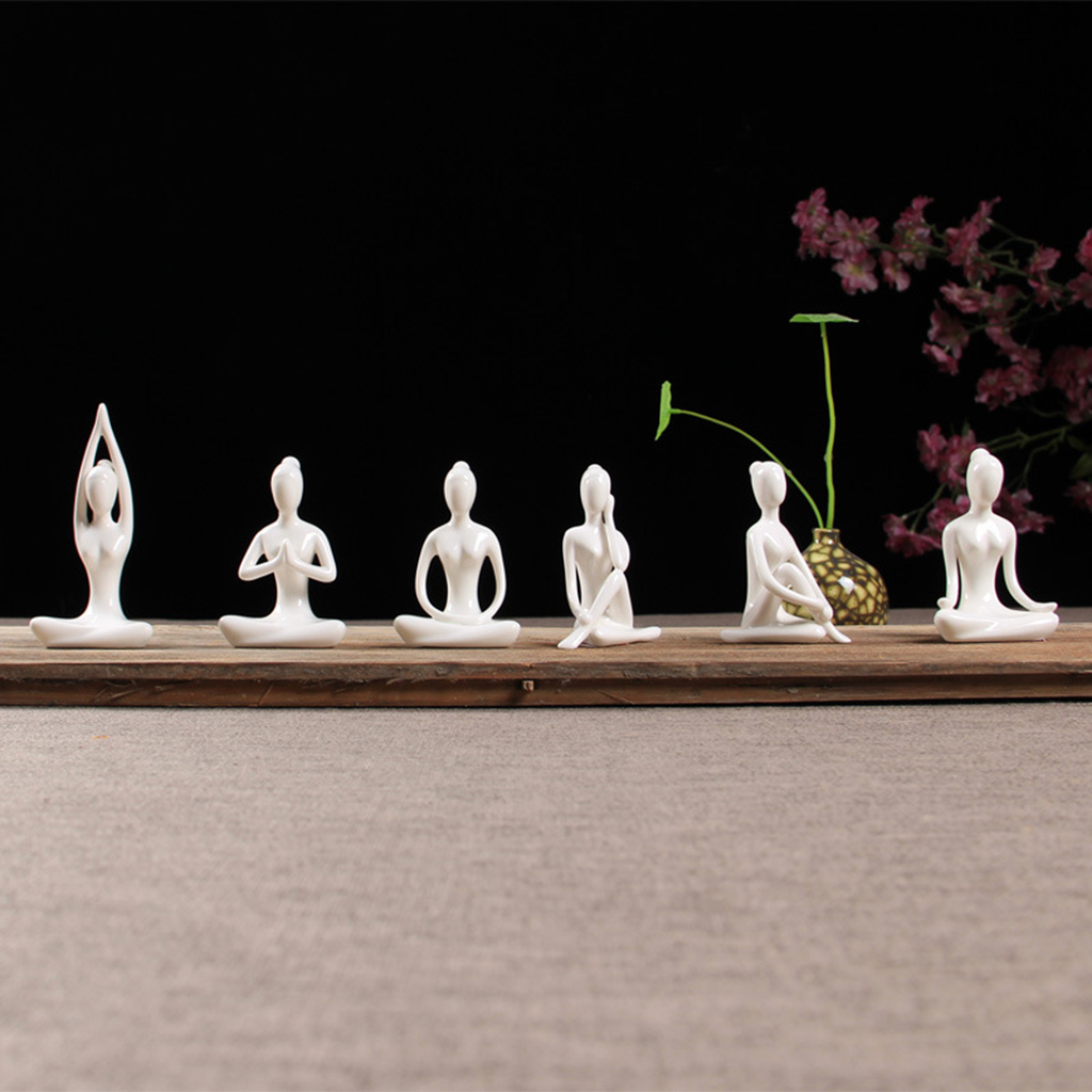 Zen Minimalist White Ceramic Yoga Girl Figurines | Zen Ara Grove