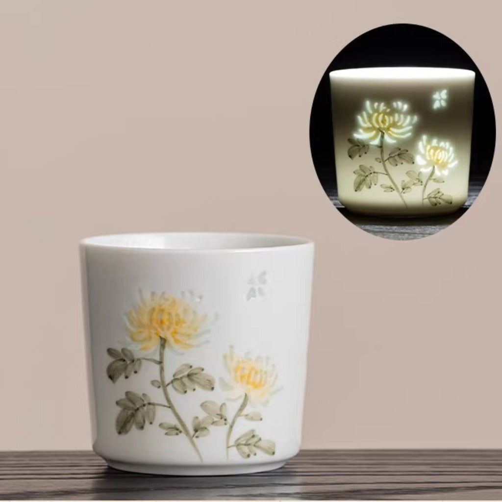Hand-Painted Yingqing Translucent Porcelain Cup – Under-Glaze Artistry | Zen Ara Grove