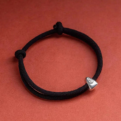 Adjustable Hand-Braided S925 Sterling Silver Fu Bracelet — Blessing & Strength