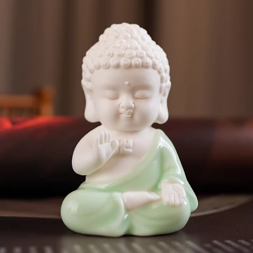 Handcrafted High-Fired White Ceramic Tathagata Figurine – Elegant Zen Serenity | Zen Ara Grove