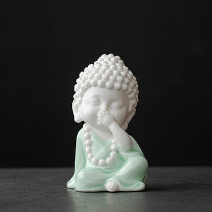 Ceramic Buddha Figurine – Zen Mini Tathagata with Four Noble Reminders | Zen Ara Grove