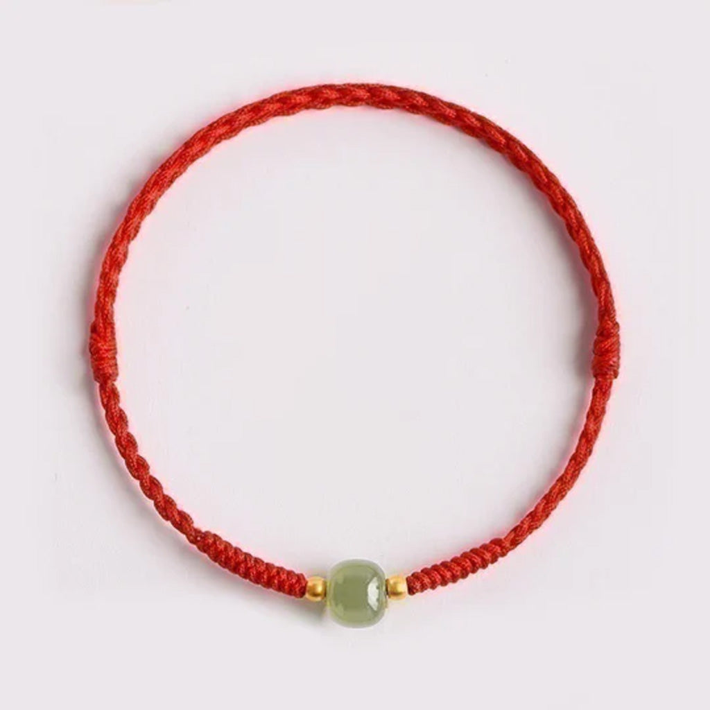 Adjustable Lucky Red Rope with Jade-Like Barrel Bead – A Touch of Harmony | Zen Ara Grove