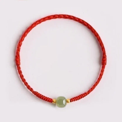 Adjustable Lucky Red Rope with Jade-Like Barrel Bead – A Touch of Harmony | Zen Ara Grove