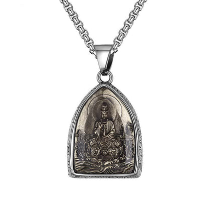 Titanium Steel Eight Buddhas Pendant｜Protection & Wisdom On-the-Go