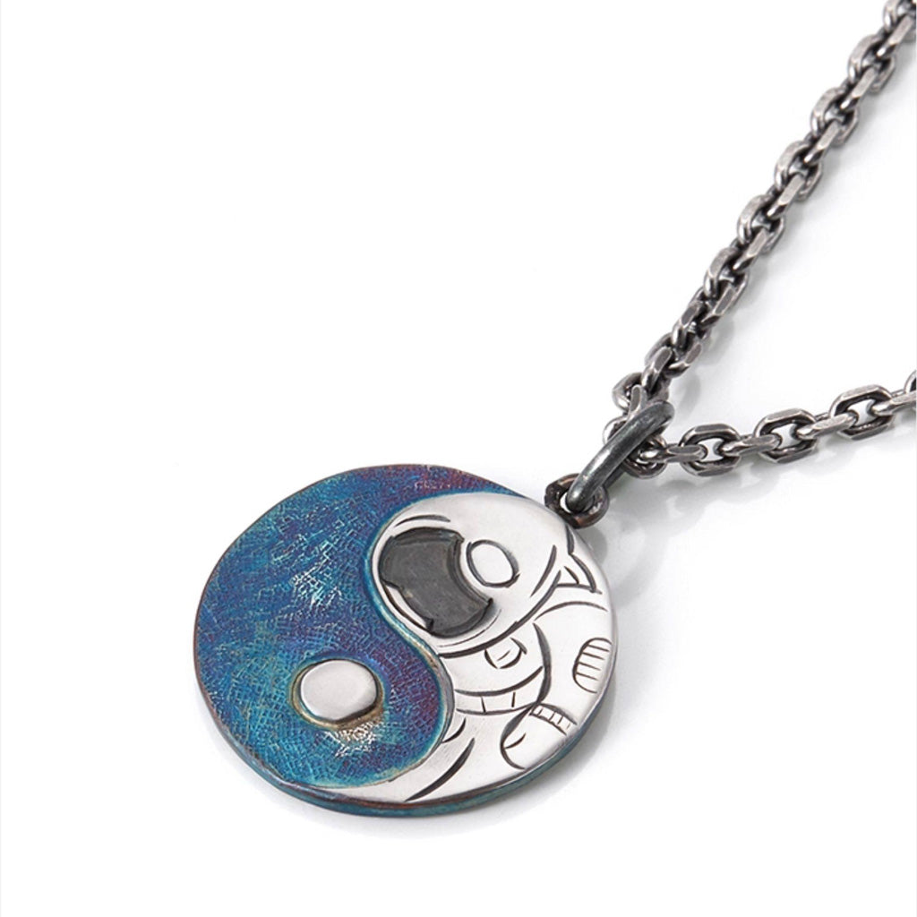 Custom 99 Silver Yin‑Yang Galaxy Pendant – Personalized Necklace of Courage & Infinity | Zen Ara Grove