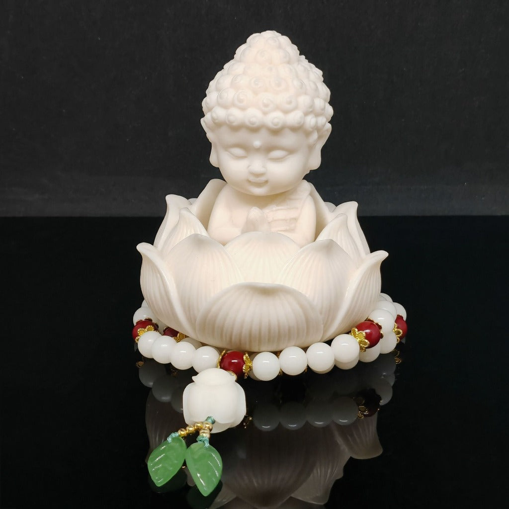 Handmade Golden Lotus Buddha Figurine – Symbol of Serenity, Wisdom & Inner Peace | Zen Ara Grove