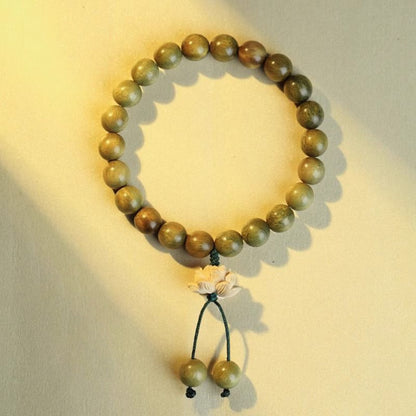 Zen Lotus Beads Bracelet – Natural Green Sandalwood Calm | Zen Ara Grove