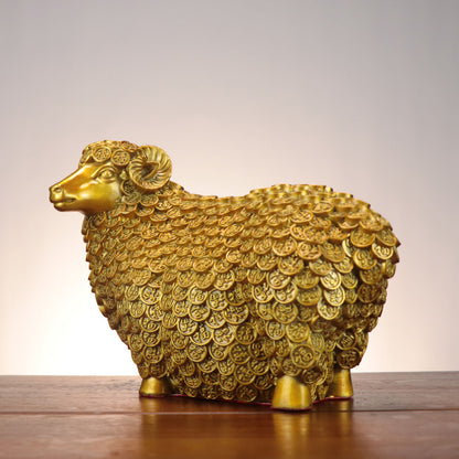 Brass Lucky Sheep Figurine – Symbol of Peace, Prosperity, and Blessings | Zen Ara Grove