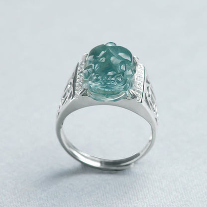 S925 Sterling Silver Adjustable Jade Pixiu Ring – Wealth & Protection | Zen Ara Grove