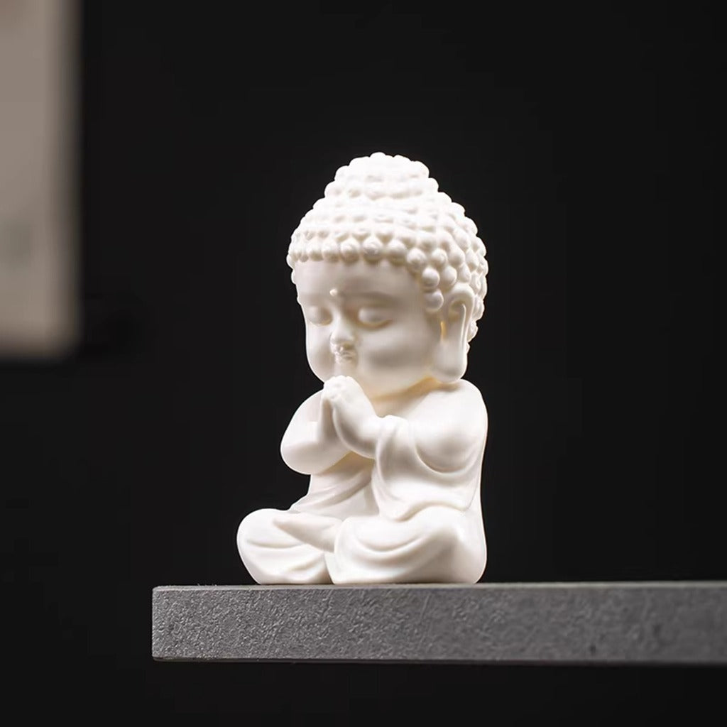 Handcrafted High-Fired White Ceramic Tathagata Figurine – Elegant Zen Serenity | Zen Ara Grove