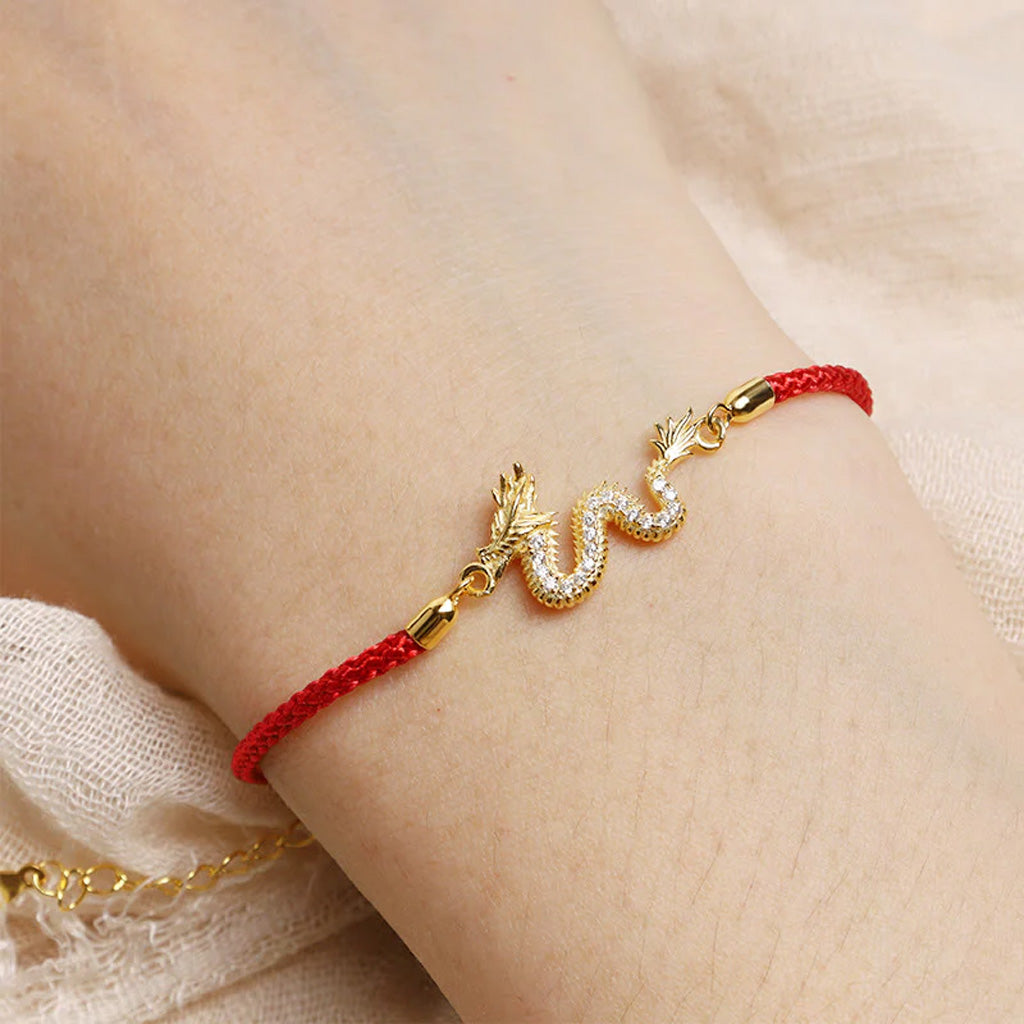S925 Sterling Silver Dragon Bracelet with Clear Stone Accents